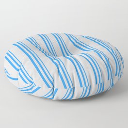 [ Thumbnail: Blue & Light Gray Colored Lines/Stripes Pattern Floor Pillow ]