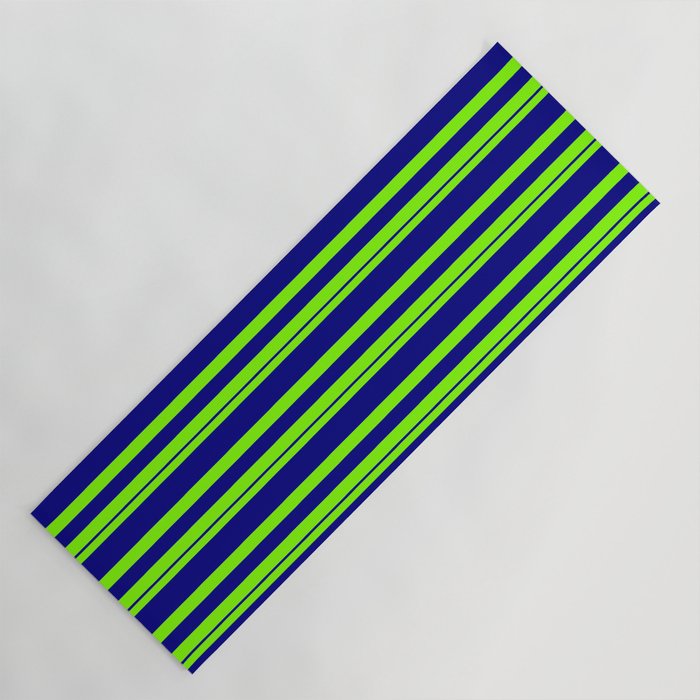 Chartreuse and Blue Colored Lines/Stripes Pattern Yoga Mat