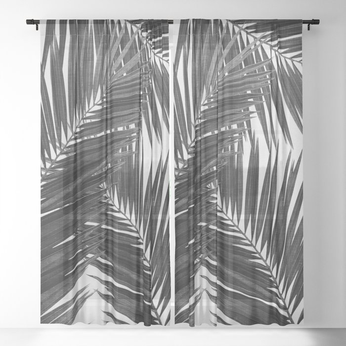 Palm Leaf Black & White III Sheer Curtain by Orara Studio | Society6