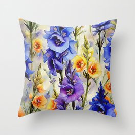 Flower Pattern - Delphinium Throw Pillow