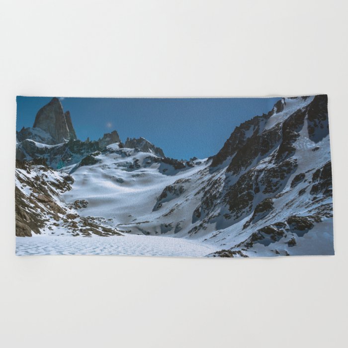 Argentina Photography - Mountain Covered In Snow Under The Blue Sky Beach Towel
