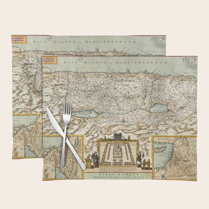 Map Of Israel 1660 Placemat by Vintage Maps & Prints Society6