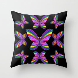  Butterfly Psychedelic Rainbow Throw Pillow