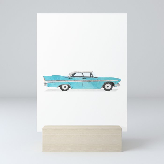 Turquoise Classic Car Mini Art Print
