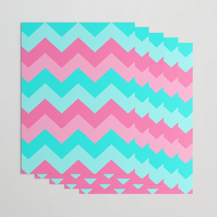 Hot Pink Turquoise Aqua Blue Chevron Zigzag Pattern Print Wrapping