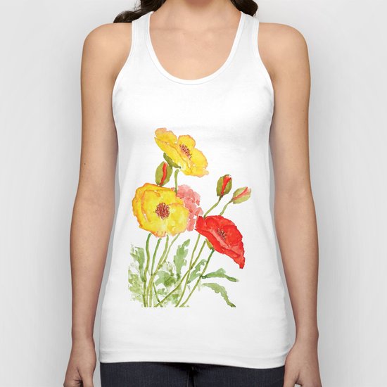 red and yellow poppies Unisex Tank Top