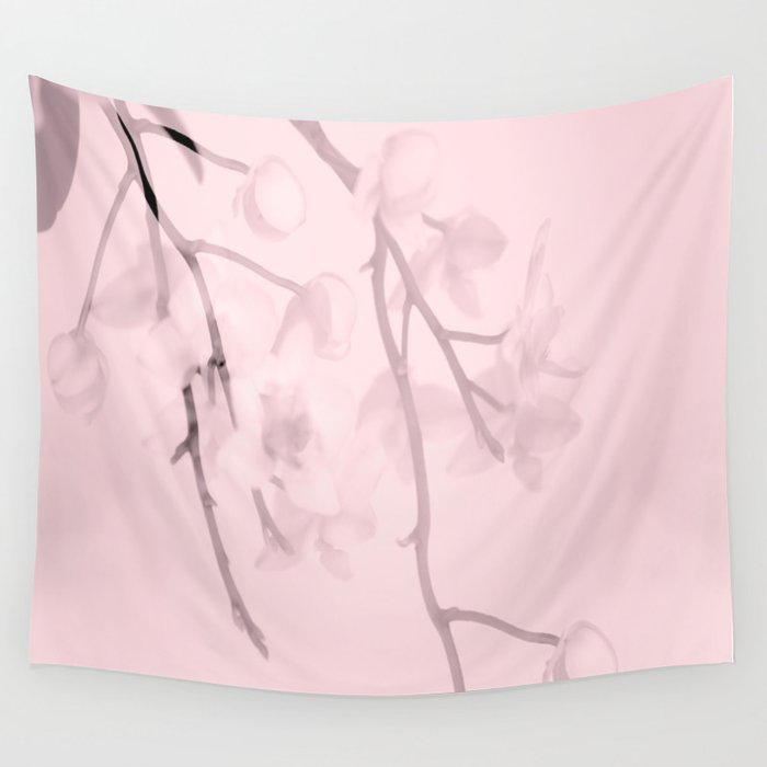 Flower branches on a pastel pink background - spring mood #decor #society6 #buyart Wall Tapestry
