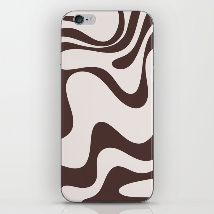 Retro Liquid Swirl Abstract Pattern 3 in Brown and Cream iPhone Skin
