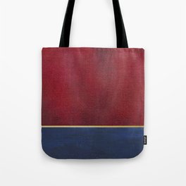 Deep Blue, Red And Gold Abstract Painting Tote Bag