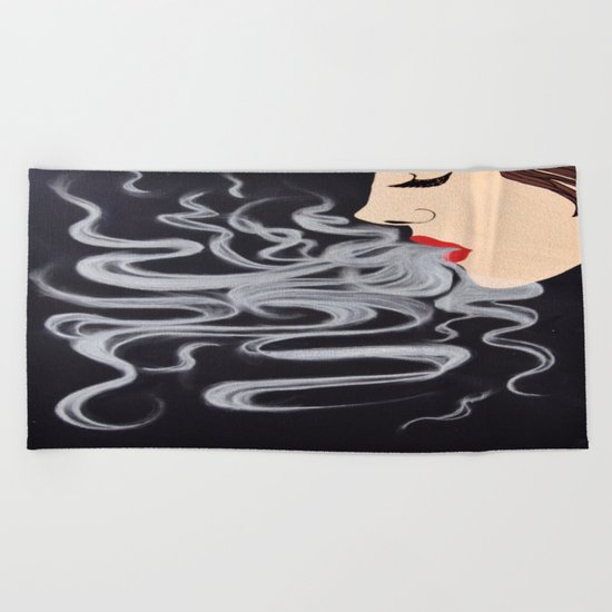 Smoke Dreams, Smoking Lady Series Beach Towel