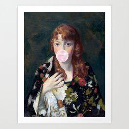 Edna blowing a pink bubble gum Art Print