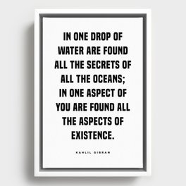 One drop of water - Kahlil Gibran Quote - Literature - Typography Print 1 Framed Canvas