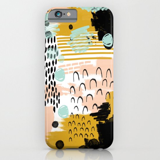 Ames - Abstract painting in free style with modern colors navy gold blush white mint iPhone & iPod Case