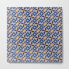 Blue squares Metal Print | Symmetry, Diamond, Mosaic, Complementarycolors, Homedecor, Ethnic, Drawing, Background, Moroccan, Solid 