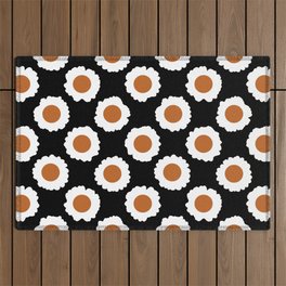 Mid Century Modern Flower Polka Dot Pattern // Terracotta, Potter's Clay, Black and White Outdoor Rug