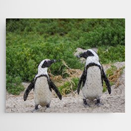 South Africa Photography - Two Small Penguins At The Beach Jigsaw Puzzle