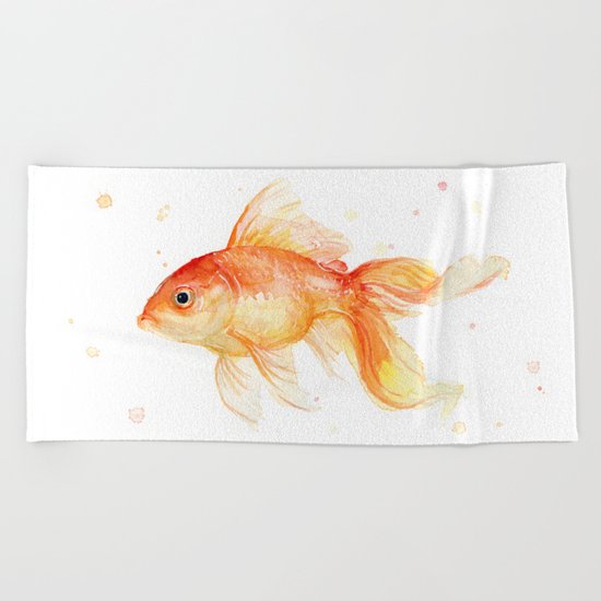 Goldfish Watercolor Fish Beach Towel