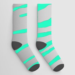 Silver Tiger Stripes Aqua Socks