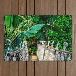 Brazil Photography - Tropical Hanging Bridge In The Rain Forest Outdoor Rug