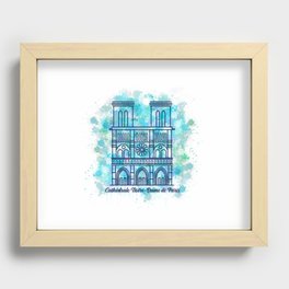 Notre dame cathedral of Paris Gothic Architecture elevation watercolor doodle Recessed Framed Print