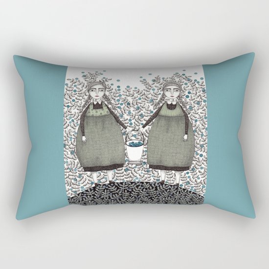 Blueberry Pickers Rectangular Pillow