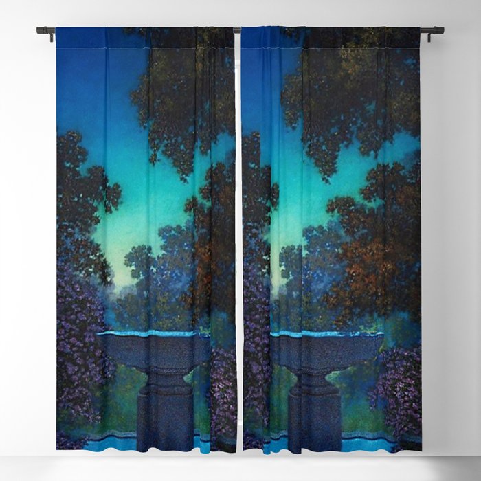 Blue Fountain at Twilight by Maxfield Parrish Blackout Curtain