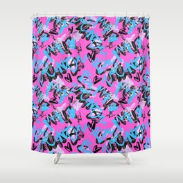 Be my Valentine.Hand drawn seamless typographic style funky t-shirt doodle  Shower Curtain