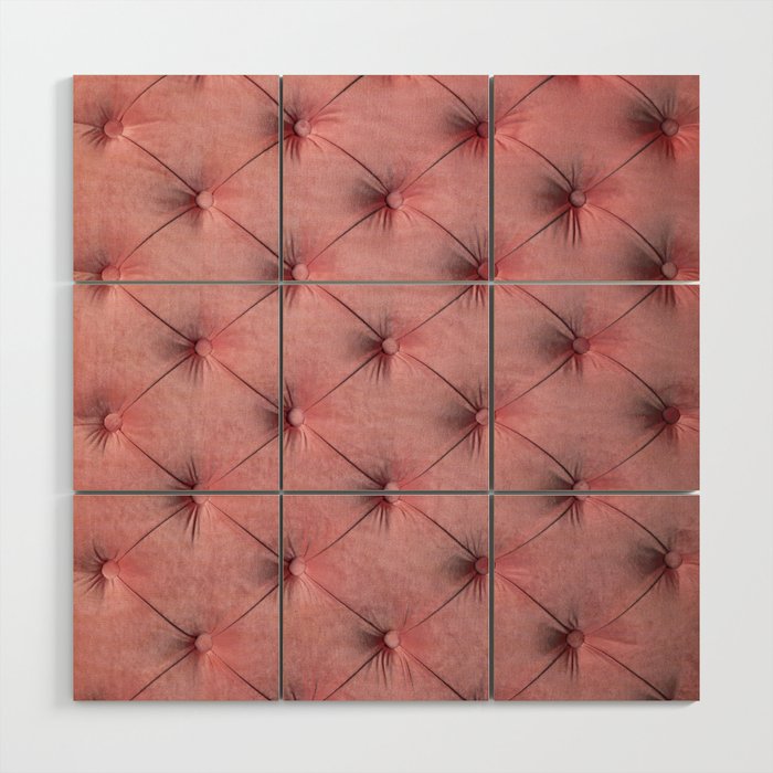 Blush Pink Velvet Tufted Pattern Wood Wall Art