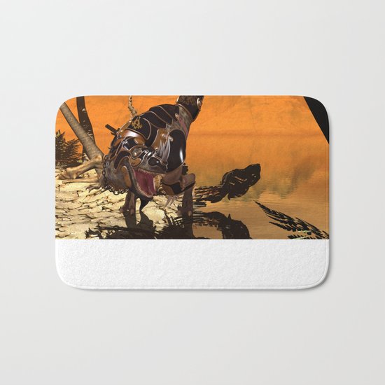 T-rex with armor Bath Mat