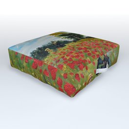 Poppy Field in Argenteuil by Claude Monet Outdoor Floor Cushion