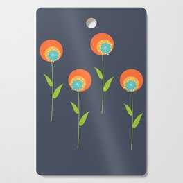 Mid-Century Modern Flowers in Atomic Orange Cutting Board