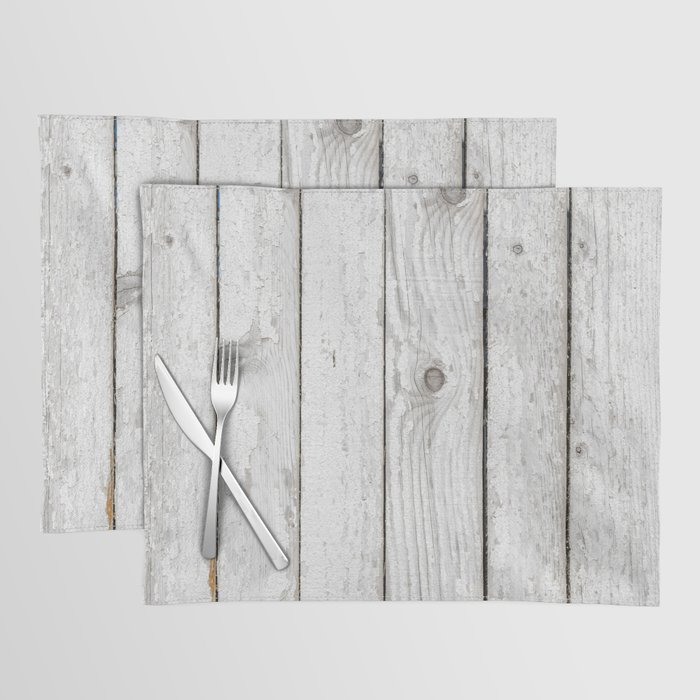 Rustic Shabby Chic French Country Farmhouse Beige White Barn Wood Placemat  by IamTrending
