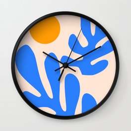 Henri Matisse - Leaves - Blue Wall Clock | Mid Century, Paper, Minimailsim, Mod, Cutout, Sun, Nude, Minimalist, Modern, Arthistory 