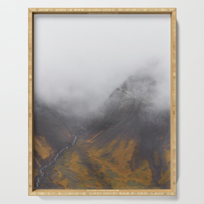 Misguided Ghosts Serving Tray | Photography, Digital, Iceland, Mountain, Fog, Esjan, Photography