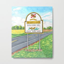 Welcome to Maryland Metal Print | Oldlinestate, Midatlantic, Maryland, Stateflag, Baltimore, Stateart, Oceancitymaryland, Oceancity, Ink Pen, Marylandflag 