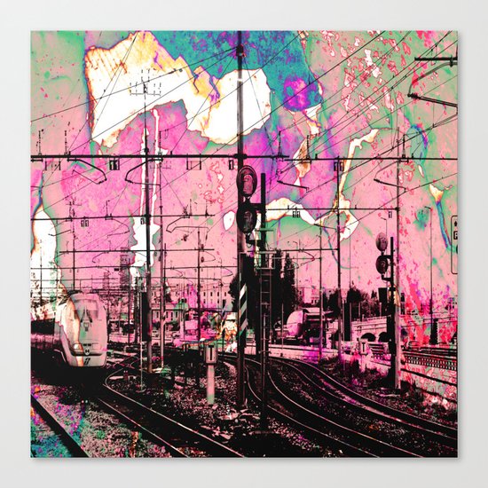 All About the Journey, Abstract Grunge Train Canvas Print