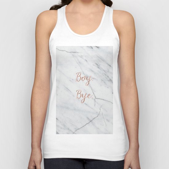 Boy. Bye. Rose gold and marble Unisex Tank Top