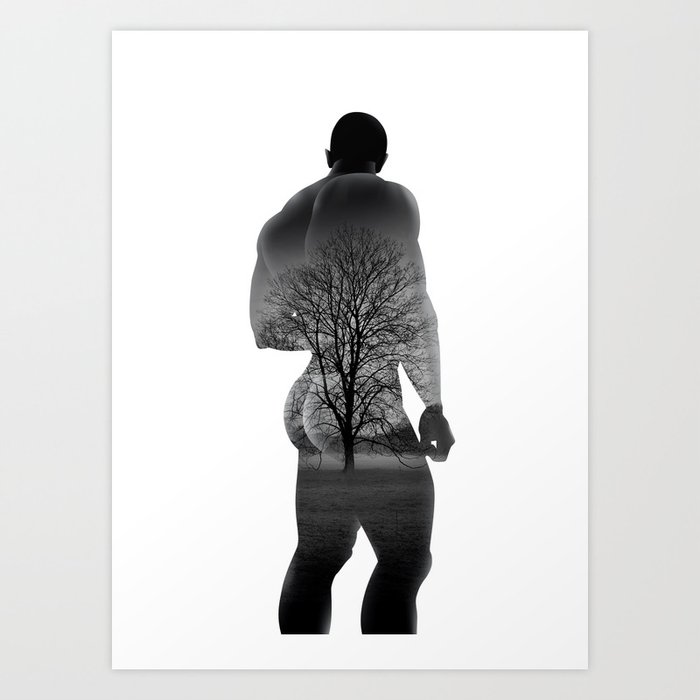 Male figure double exposure Art Print