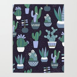 Blue & Green Cactus Poster