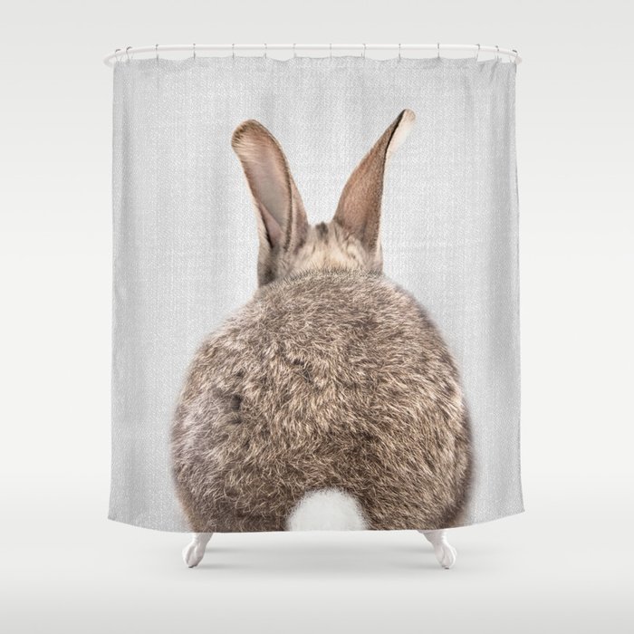 Rabbit Tail Colorful Shower Curtain, Bunny Shower Curtain Liner