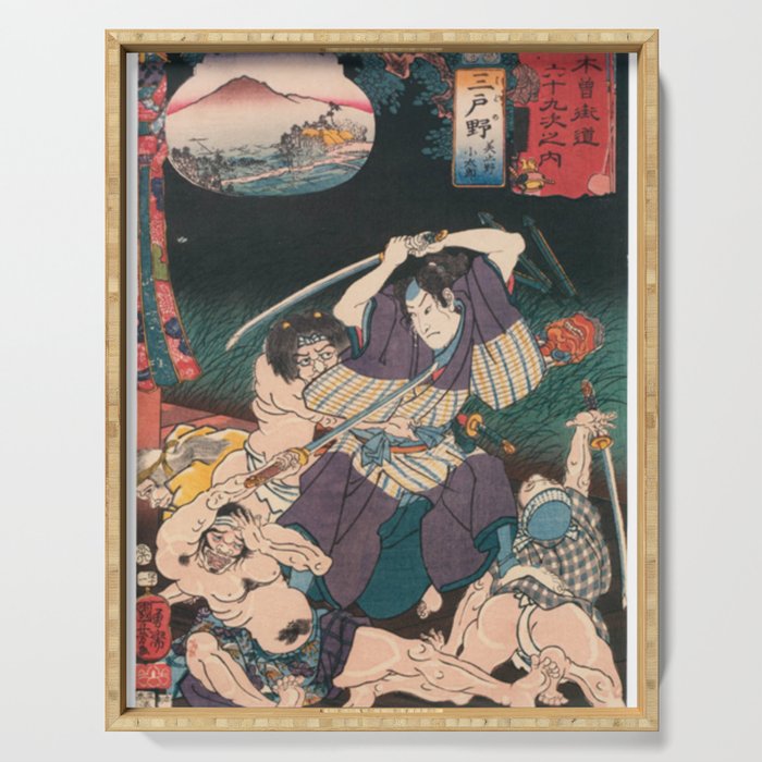 Utagawa Kuniyoshi - Of Brigands and Bravery: Kuniyoshi's Heroes of the Suikoden Warrior #7 Serving Tray