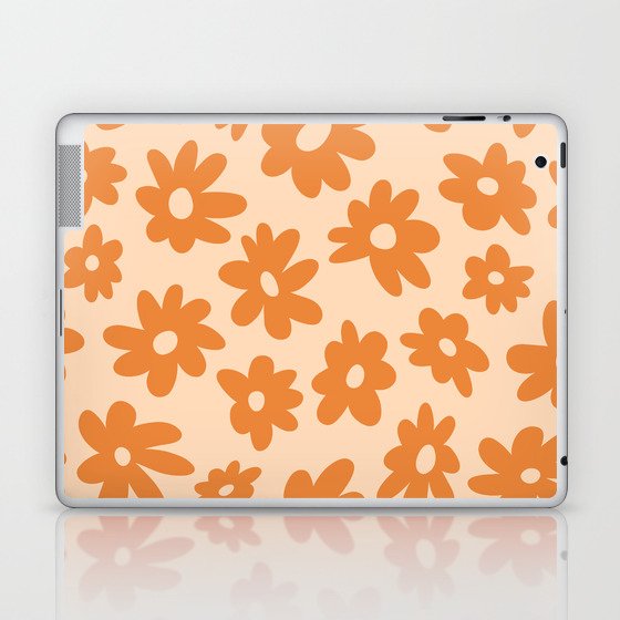 Warped Daisy Flower Pattern (orange/peach) Laptop & iPad Skin