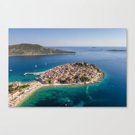 Aerial view of Primosten peninsula and old town in Croatia Canvas Print