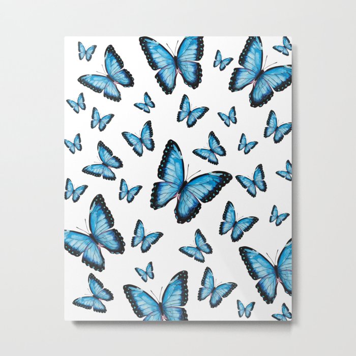 Blue butterfly pattern Metal Print