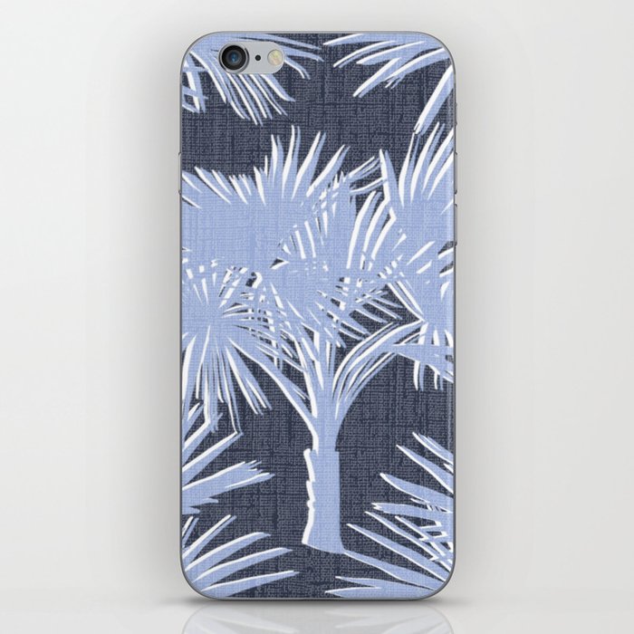 Retro Tropical Palm Trees Denim Blue and Navy iPhone Skin