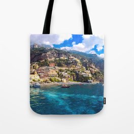 Coast line of Positano, Italy Tote Bag