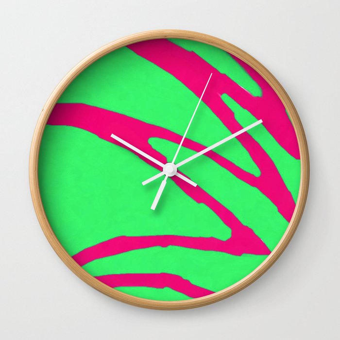 Green Pink Pattern Wall Clock