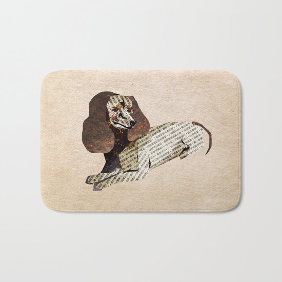 Dog Newspaper Collage Bath Mat