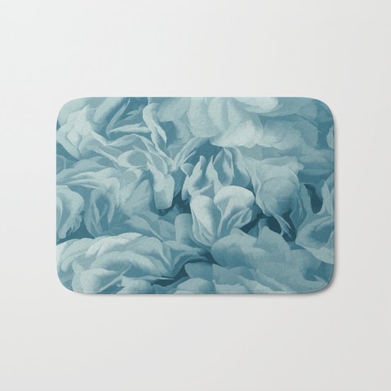 Soft Baby Blue Petal Ruffles Abstract Bath Mat
