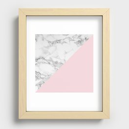 Marble + Pastel Pink Recessed Framed Print